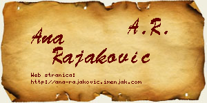Ana Rajaković vizit kartica
